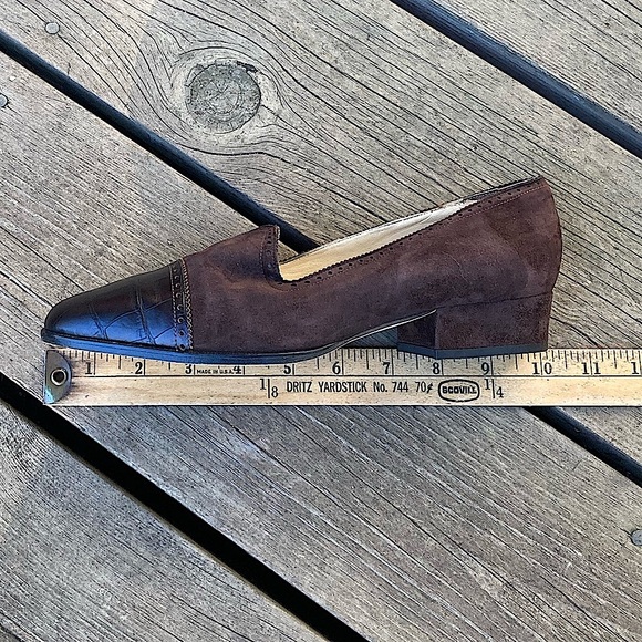 PALOMA PICASSO Shoes Italian Vintage Retro Embossed Brown Suede Leather Size 7.5 - Picture 8 of 14